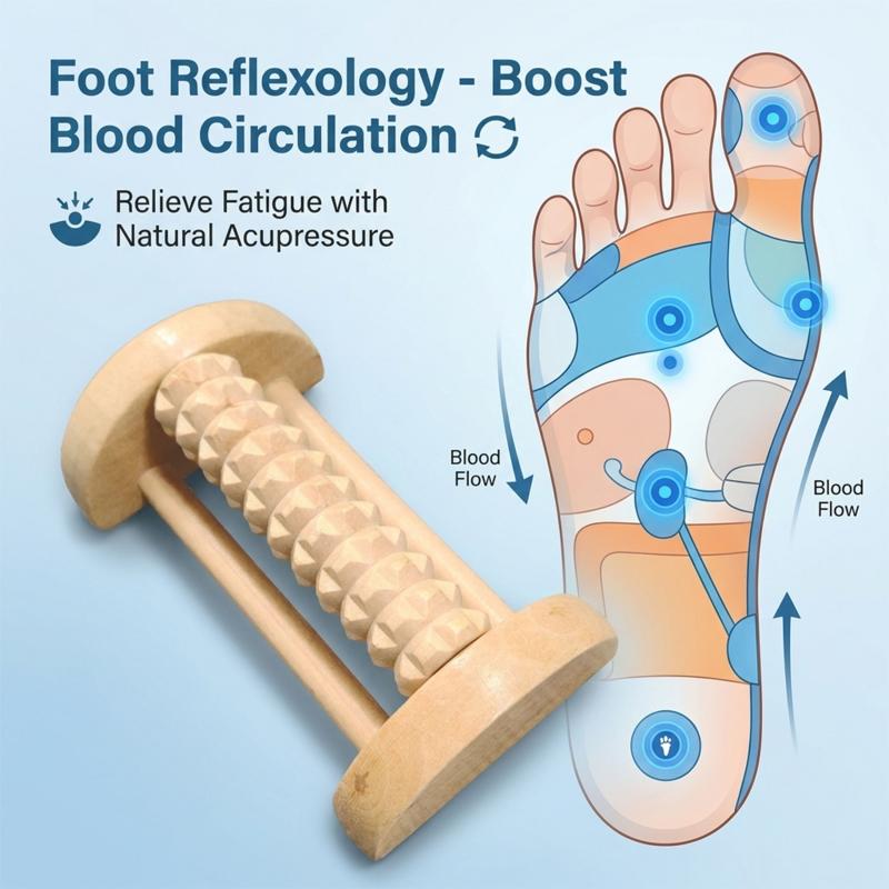 1 unidad de rodillo de madera  - Reflexology Foot Roller reseña y precio