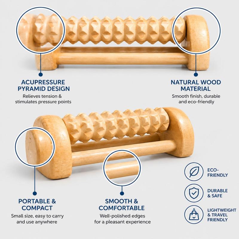 1 unidad de rodillo de madera  - Reflexology Foot Roller reseña y precio